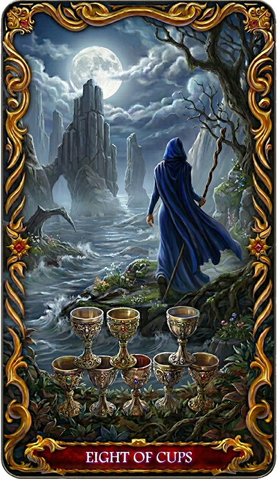 Eight of Cups, a tarot card from the Suit of Cups