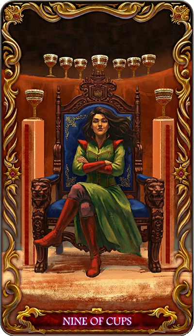 Nine of Cups, a tarot card from the Suit of Cups