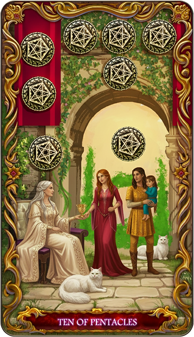 Ten of Pentacles, a tarot card from the Suit of Pentacles