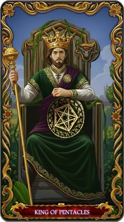 King of Pentacles, a tarot card from the Suit of Pentacles