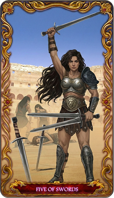 Five of Swords, a tarot card from the Suit of Swords