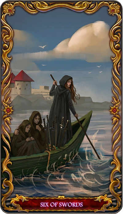 Six of Swords, a tarot card from the Suit of Swords