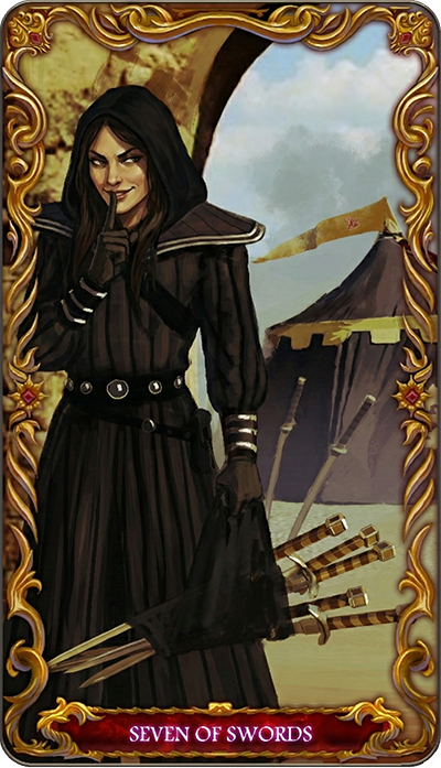 Seven of Swords, a tarot card from the Suit of Swords