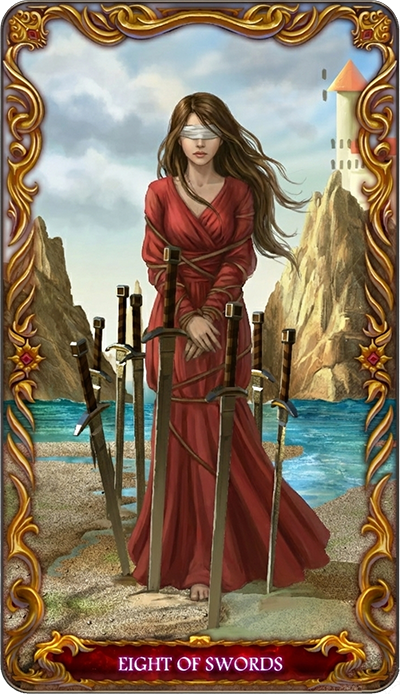 Eight of Swords, a tarot card from the Suit of Swords