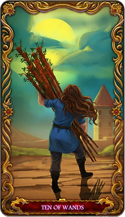 Ten of Wands, a tarot card from the Suit of Wands