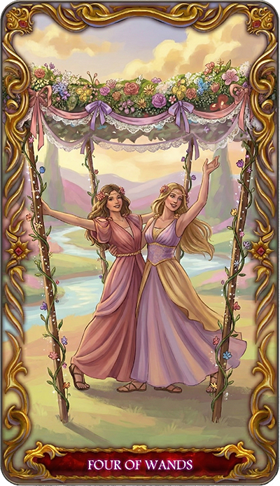 Four of Wands, a tarot card from the Suit of Wands